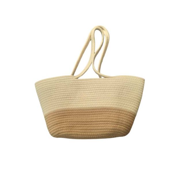 Natural Jute Woven Toe Bag Beige on Sale