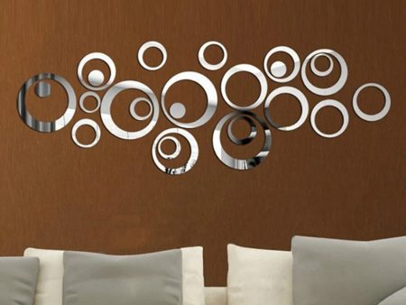 24pcs Silver Circle Mirror Wall Sticker Discount