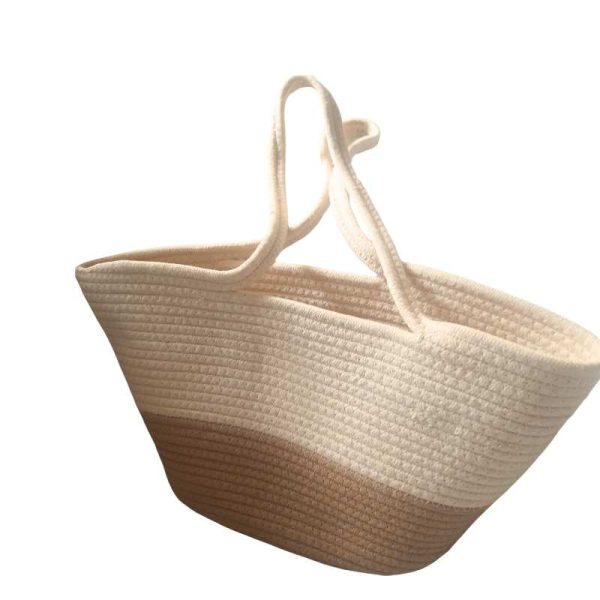 Natural Jute Woven Toe Bag Beige on Sale