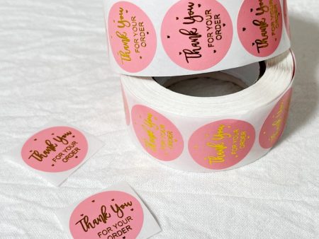 100pcs Pink Thank You Stickers Online Sale